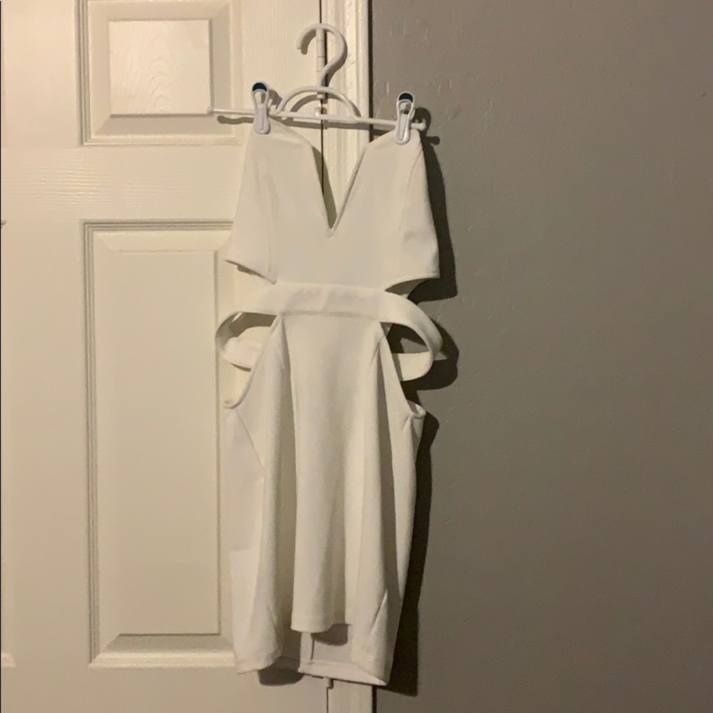 White strapless mini dress